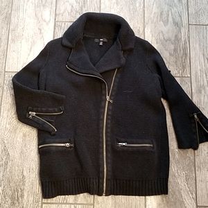 Navy blue zip up sweater